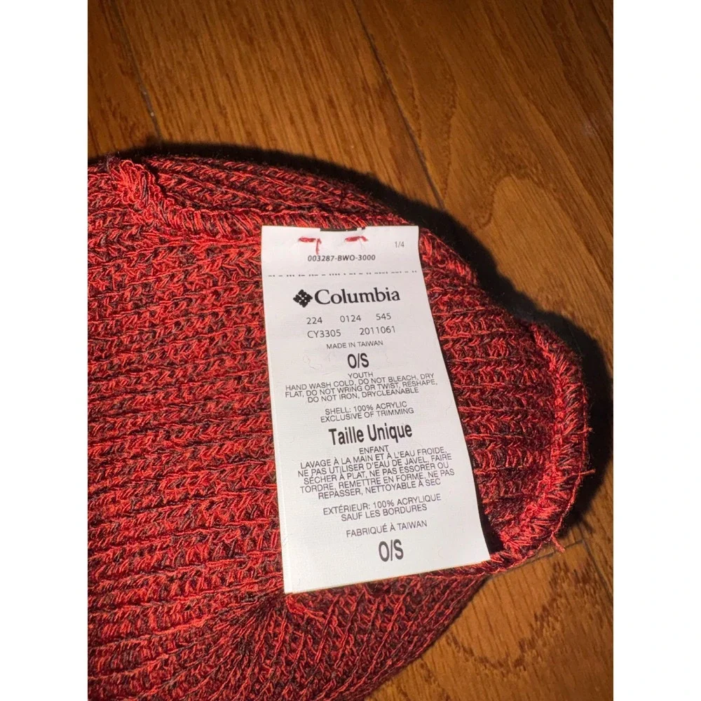 Columbia Youth Whirlibird Cuffed Beanie Red Marled Knit Winter Hat CY3305602 NEW